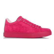 Best quality genuine leather low top red suede fashion sneaker for women